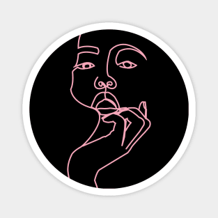 One Line Digital Art Black pink Magnet